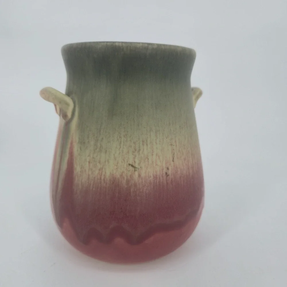 Falcon Ware 676 Vase Thomas Lawrence England Pink Green Drip Glaze 5.5